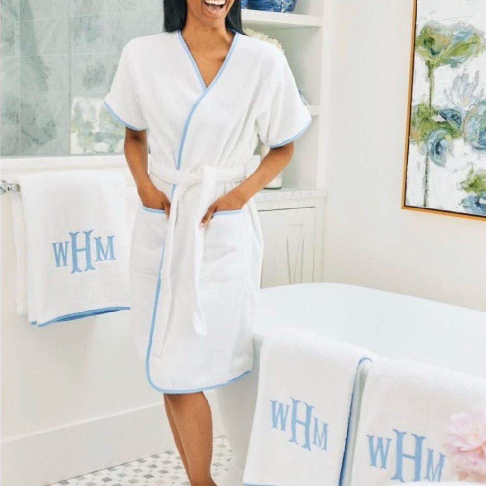 White Robe with Blue Trim